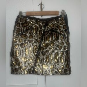 Wild Honey Gold and Black Sequin Mini Skirt size M